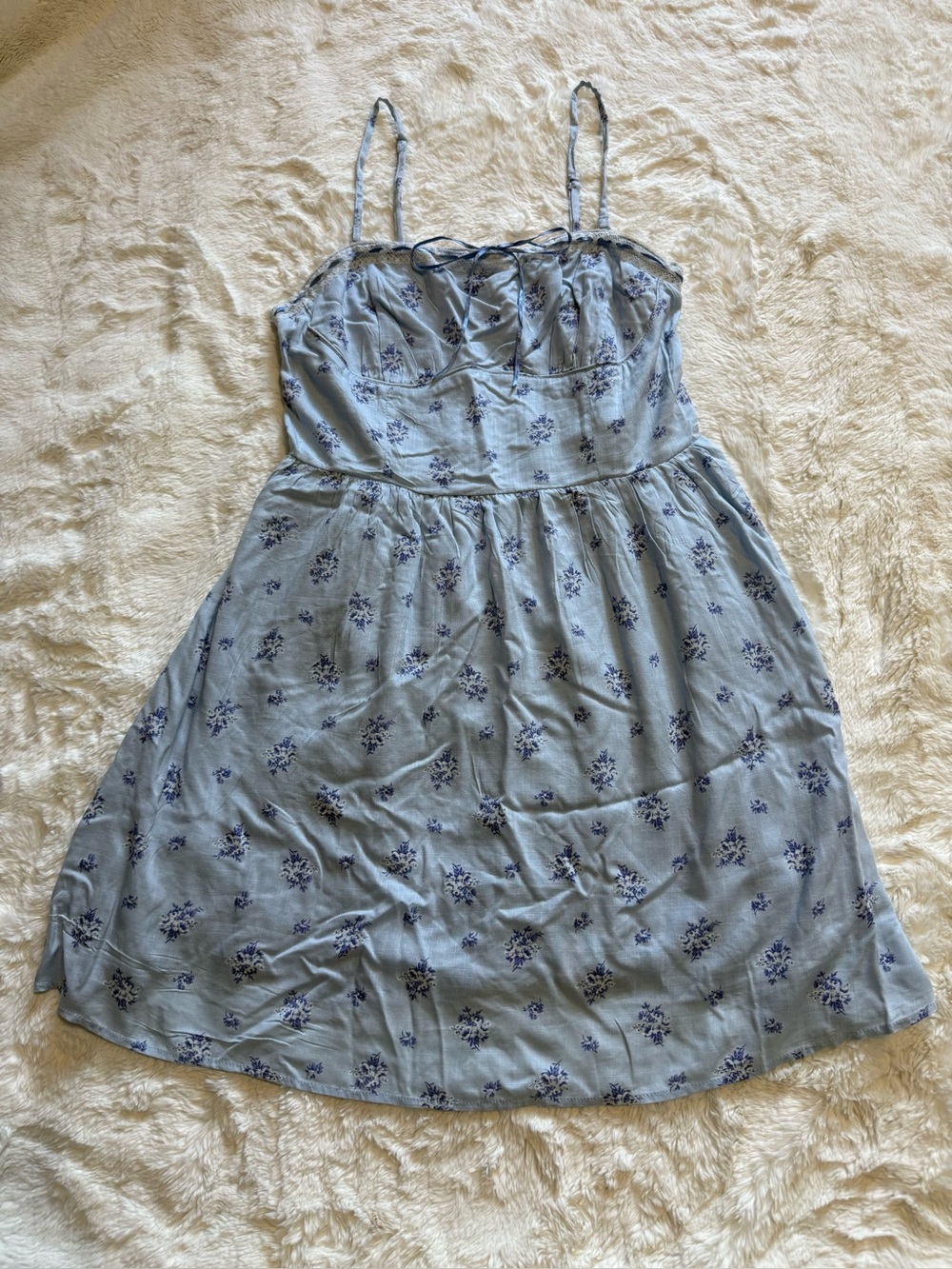 Aeropostale Blue Floral Corset Fit & Flare Mini Dress Y2K